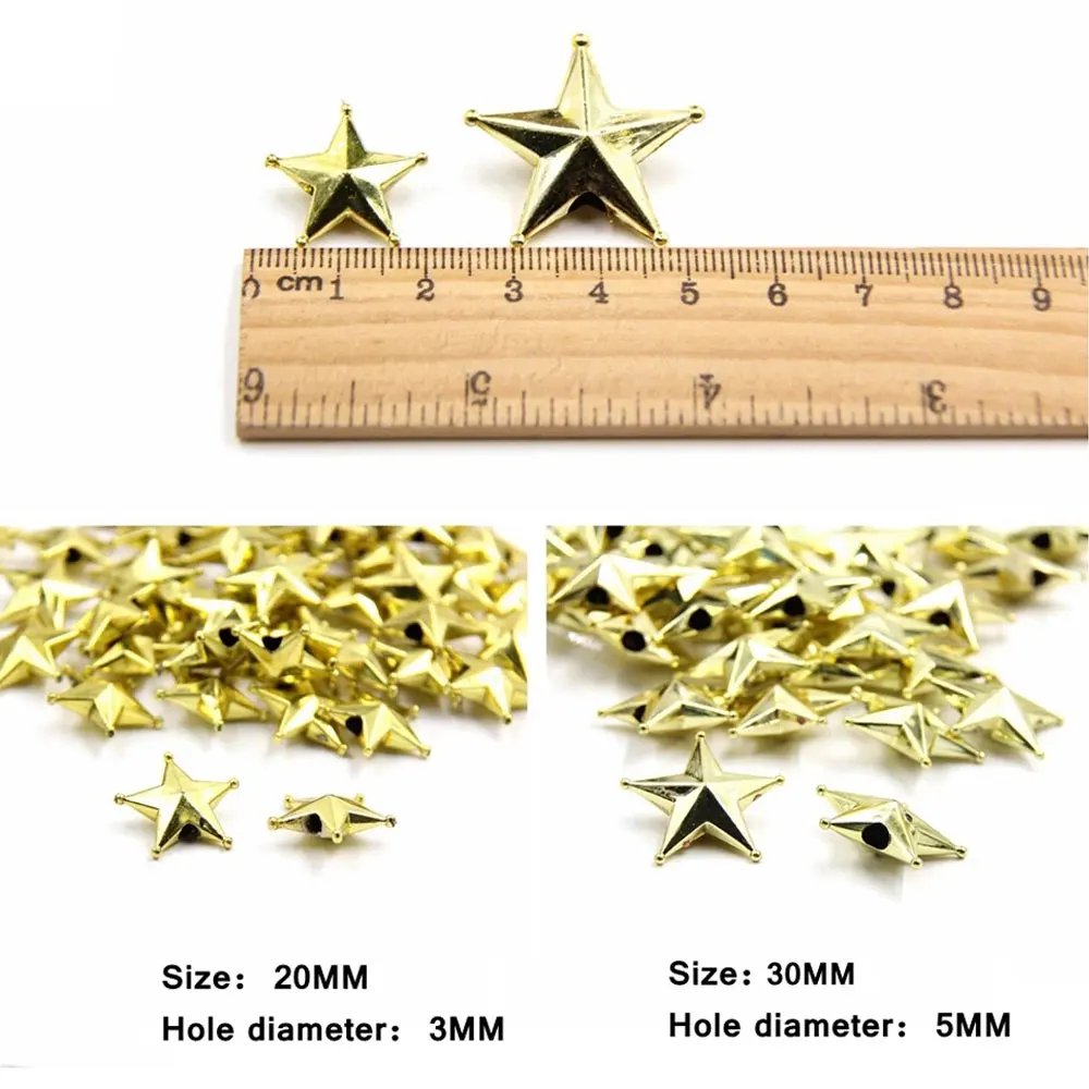 10PCS 2Sizes DIY Gold Star Topper Star Christmas Ornaments Xmas Tree Ornament Toppers DIY Craft Christmas Party Decorations