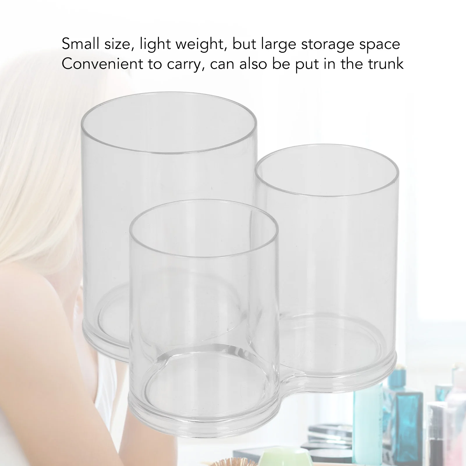 Clear Round Plastic Makeup Container Transparent Cylinder Makeup Brush Holder Organizer Clear Round Plastic Makeup Container