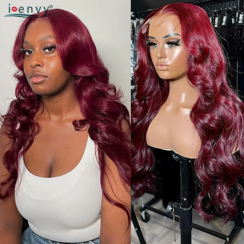 

99J Burgundy 13X6 Hd Lace Frontal Human Hair Wig Curly Colored Body Wave Lace Front Wig 13X4 Red Lace Front Human Hair Wigs Remy