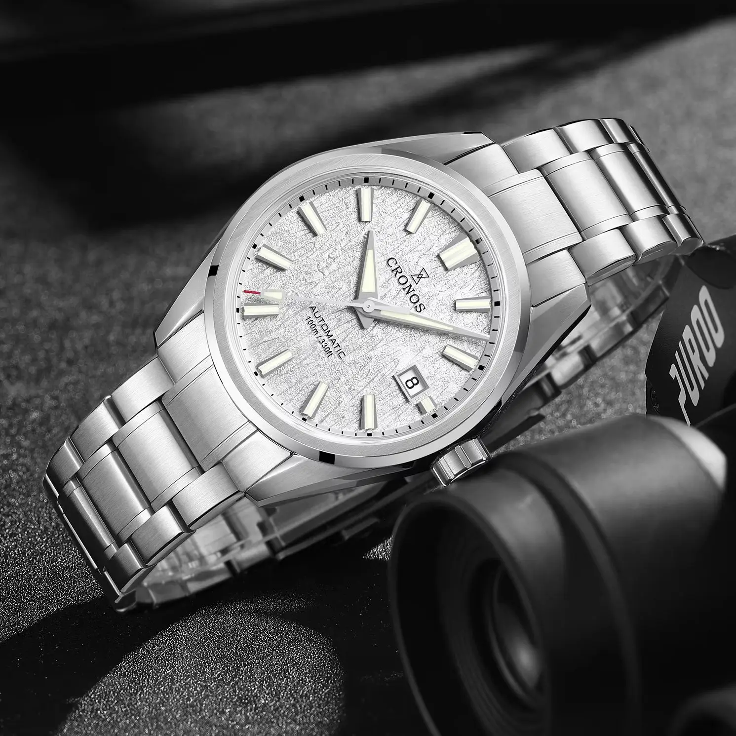 CRONOS Men Automatic Watch 39mm Pilot Mechanical Wristwatch Sapphire Mirror Diver 100M Waterproof BGW-9 Luminous PT5000