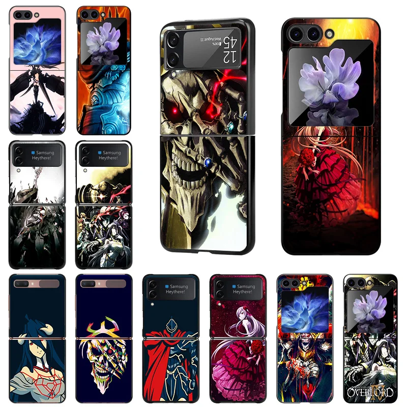 Luxury Overlord Anime Mobile Phone Cases For Samsung Galaxy ZFlip6 Z Flip3 Flip4 Flip5 5G Flip 6 5 4 Black Hard Anti-Drop Cover