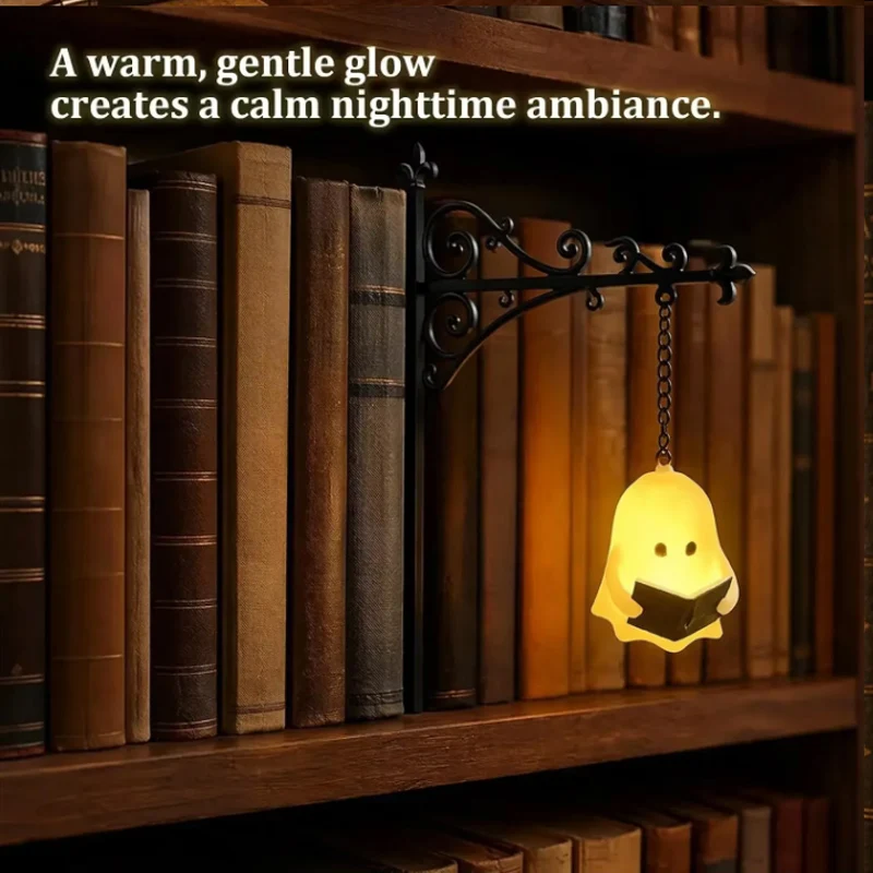 Bookshelf Library Lantern with Warm LED Light Mini Hanging Desk Decor Night Lamp for Home Study Reading Nook Perfect Bookworm
