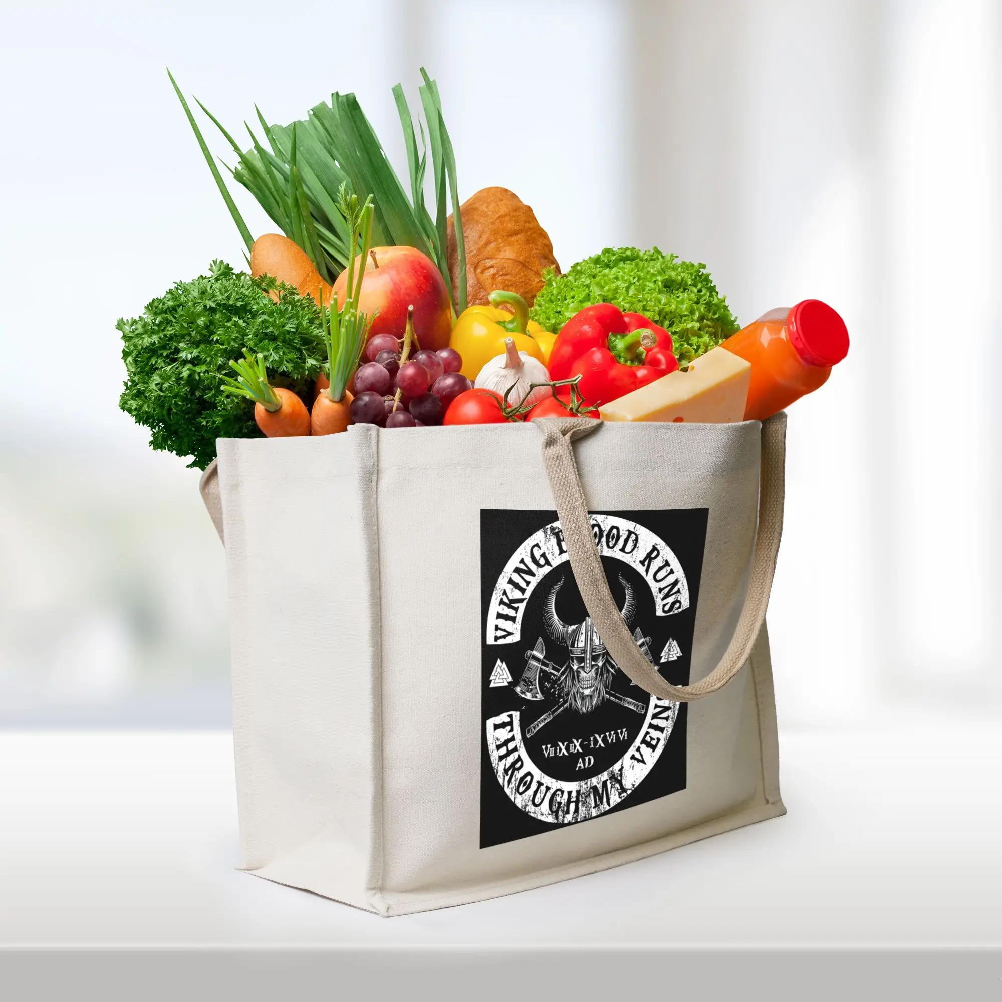 

Сумка-шоппер из холщовой ткани с надписью «Кровь викингов течет по моим венам», женская сумка через плечо, дорожная сумка.