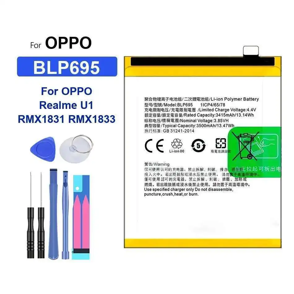 

Mobile Phone Battery High Performance For Oppo Realme U1 RMX1831 RMX1833 Reliable Power Supply BLP695 3500Mah