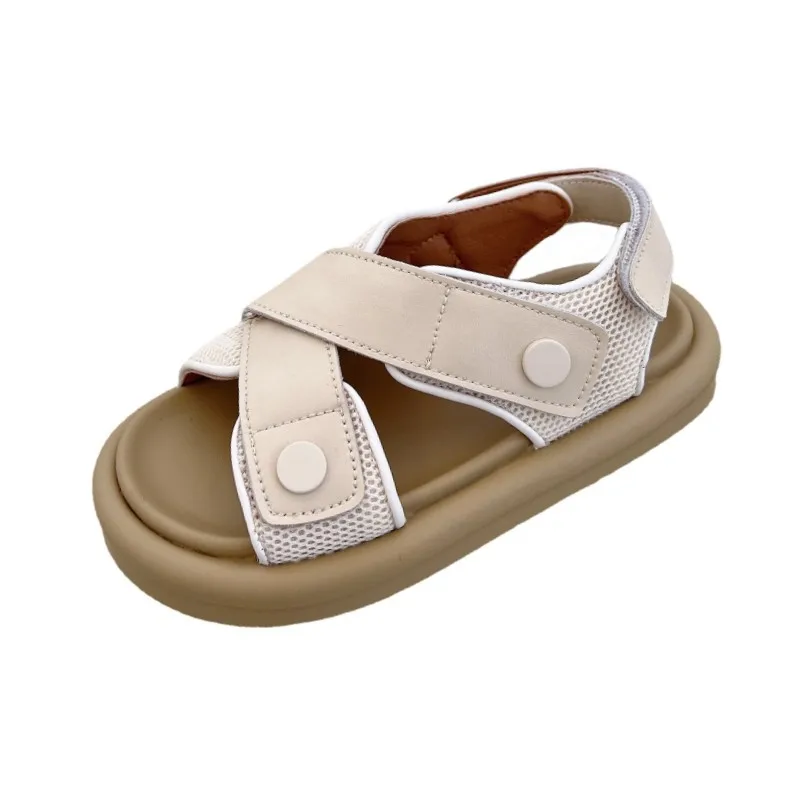 DIMI 2023 Summer Kids Shoes Soft Comfortable Children Sandals Fashion Brand Non-Slip Boys Girls Beach Sandals Beige Black