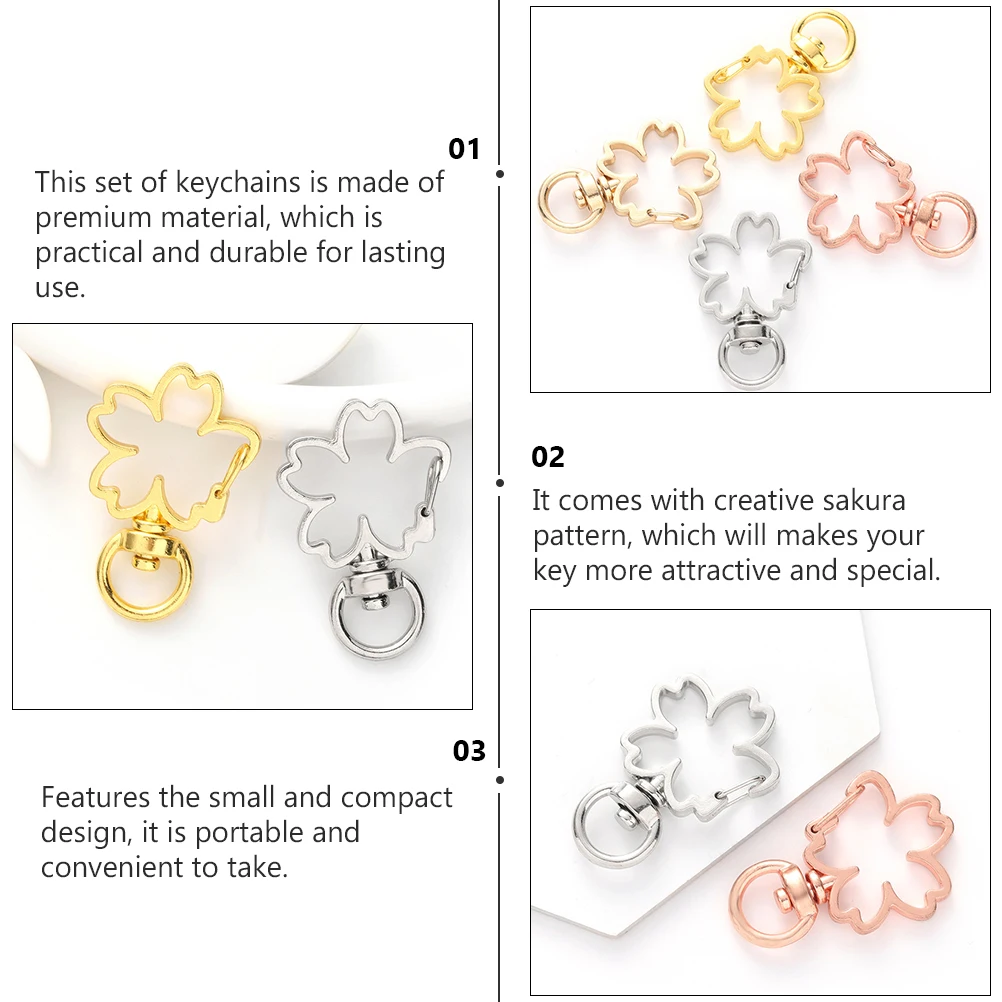 

20pcs Sakura Shaped Keychains Cherry Blossom Alloy Pendants Keychain Decor Crafts Bag Accessory DIY Gifts Jewelry Supplies