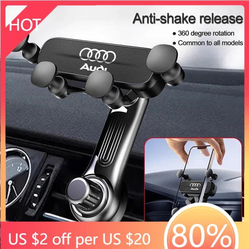 

2025 Горячий гравитационный автомобильный держатель для телефона, зажим для вентиляционного отверстия, GPS-трубка, поддержка Audi Sline A1 A2 A3 A4 A5 A6 A7 A8 TT Q1 Q2 Q3 Q4 Q5 Q6
