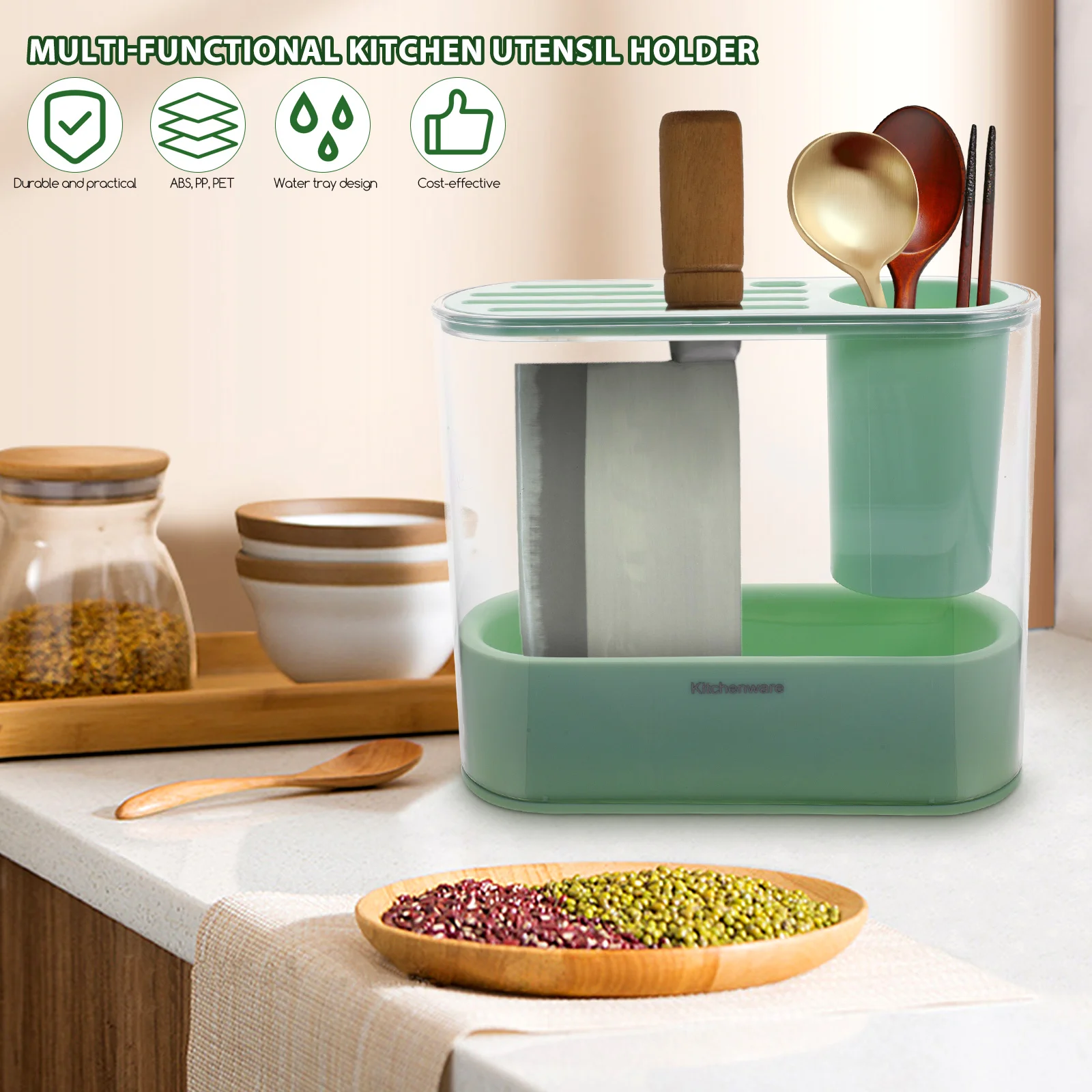 

Cutter Storage Rack Large Capacity Detachable Kitchen Utensil Holder Smooth Surface Chopstick Draining Box Cutter