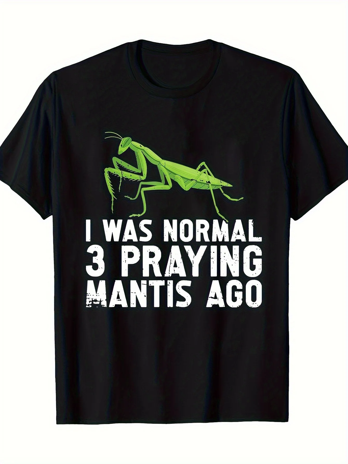 1pc, Men'S Retro Praying Mantis Pattern Men'S T-Shirt, Short Sleeve Crew Neck Men'S T-Shirt with 