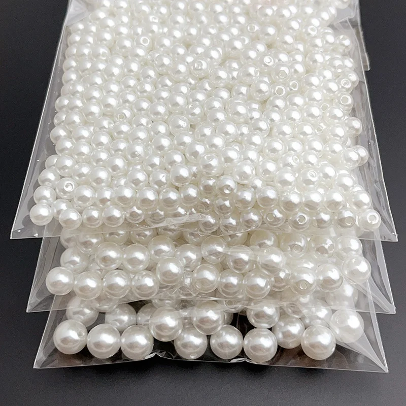 

6-12mm ABS Straight Perforated High Light Imitation Pearl Rice White Pure White Plastic Loose Beads DIY Necklace Beaded Material