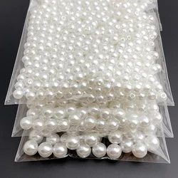 6-12mm ABS Straight Perforated High Light Imitation Pearl Rice White Pure White Plastic Loose Beads DIY Necklace Beaded Material