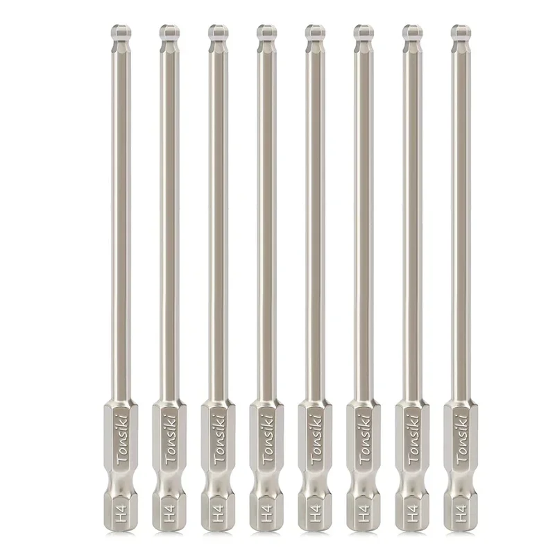 8Pcs H4 Ball End Hex Bit Set 100mm 65mm Hex Head Allen Screwdriver Bit Magnetic Metric Ball End Hex Key Drill Bit