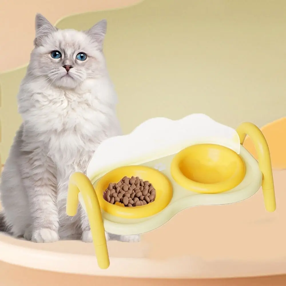 

Ceramic Cat Double Bowl Anti-Tip High Foot Design Pet Elevated Raised Bowls with Stand Neck Protection Pet Drinking Bowls Eating
