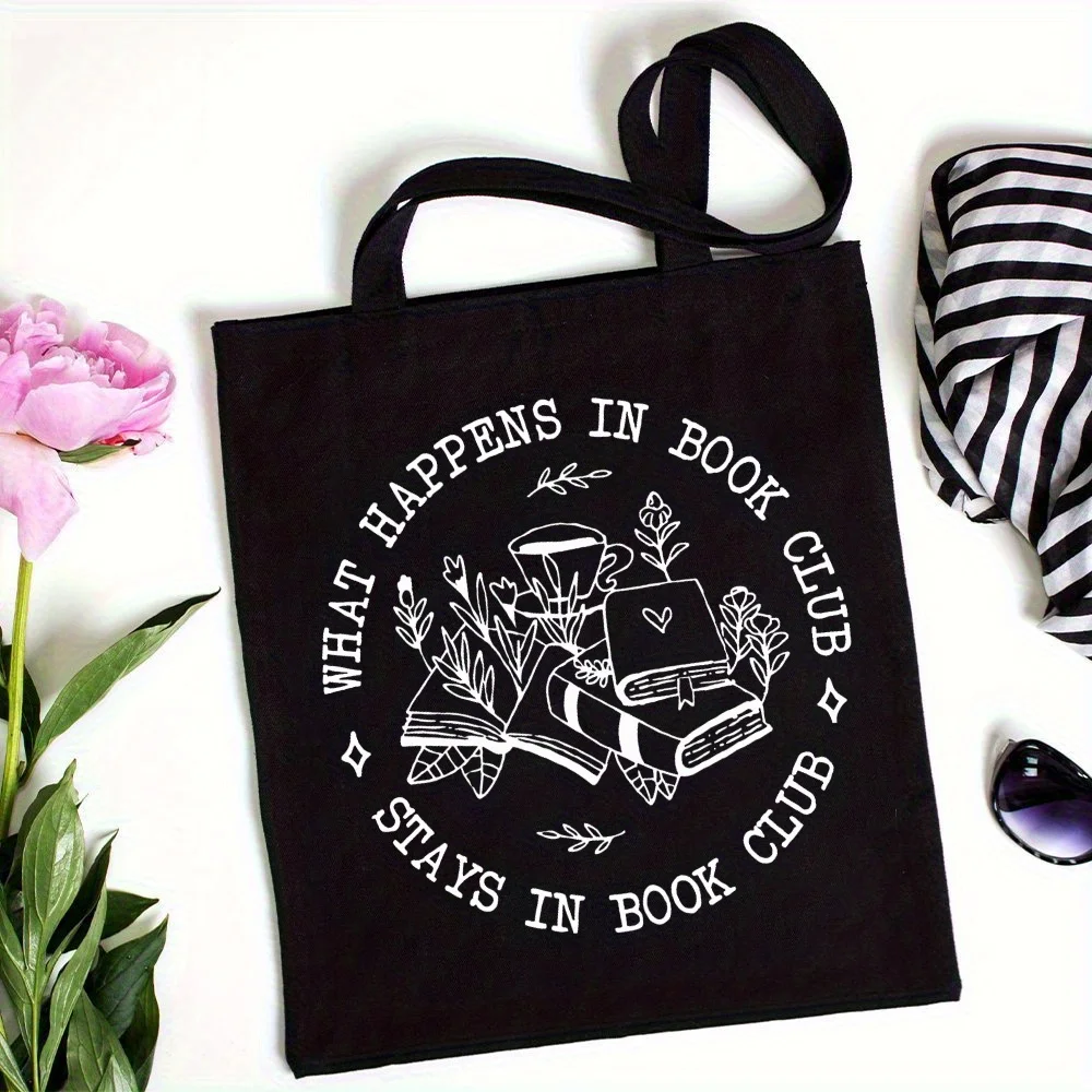 Minimalist Style Book Club Themed Printed Tote Bag—Exclusive Book Club Tote Bag for Book Club Activities and Reading Groups, with the Slogan 