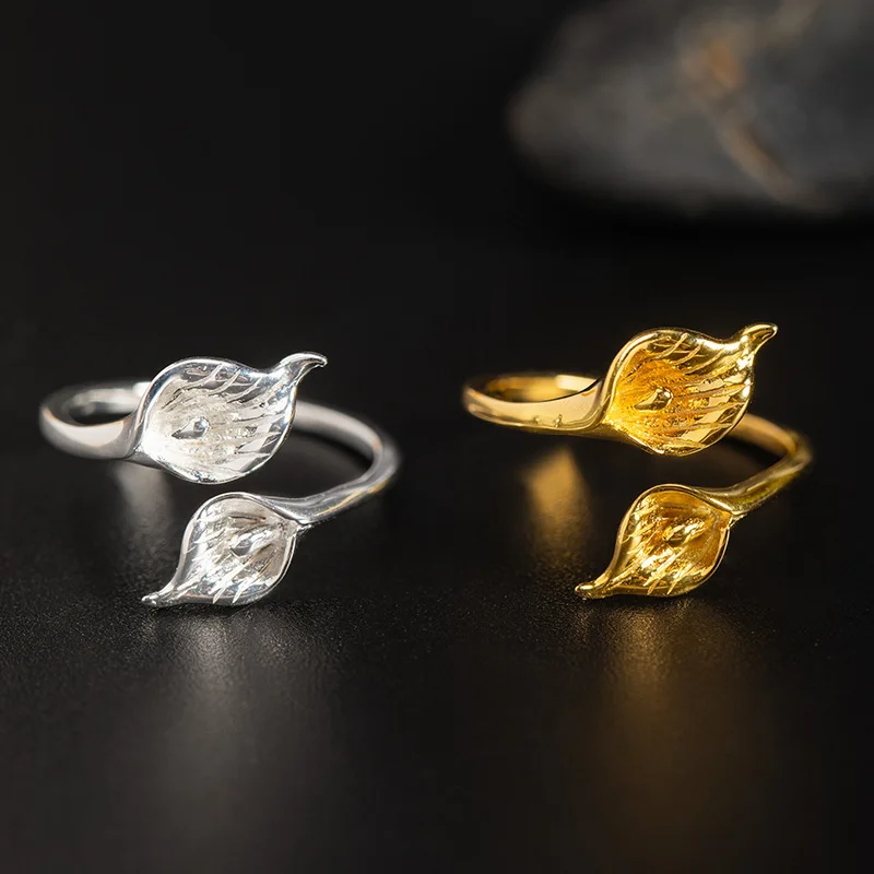 Amxiu Real Silver S925 Design Fashion Simple Flower Ring Female China-Chic Personalized Calla Hoop Ring For Party or Gift