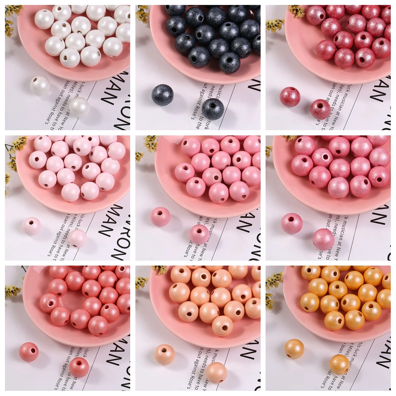 500pcs Luster Wood Beads 6mm(0.24