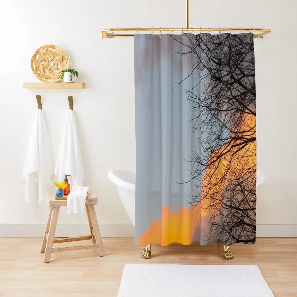 

Winter sunset over Hakone Shower Curtain Waterproof Fabric Shower Bathroom Showers Shower For Bathroom Set Curtain