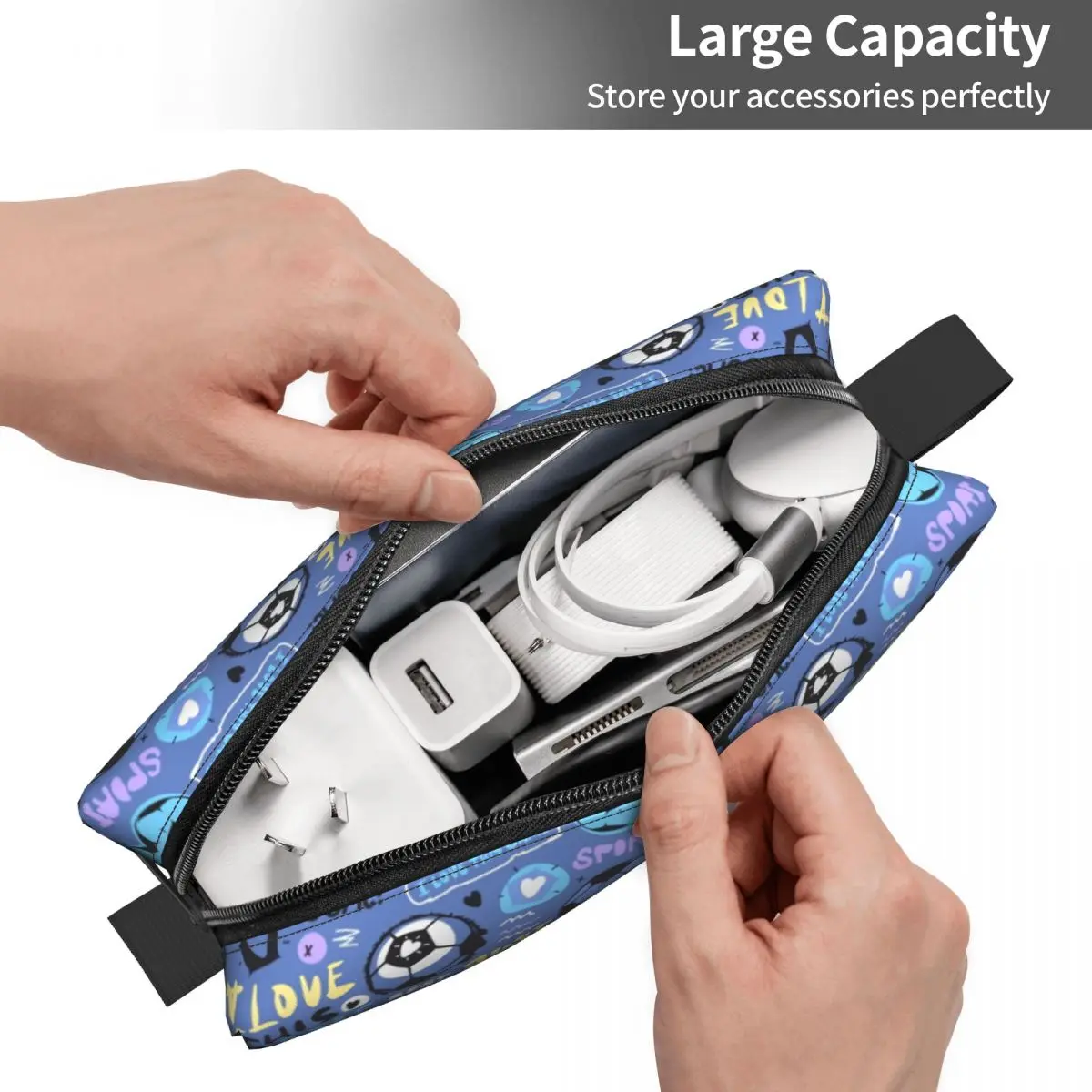 Travel Football Soccer Toiletry Bag Portable Cosmetic Makeup Organizer for Women Beauty Storage Dopp Kit Case