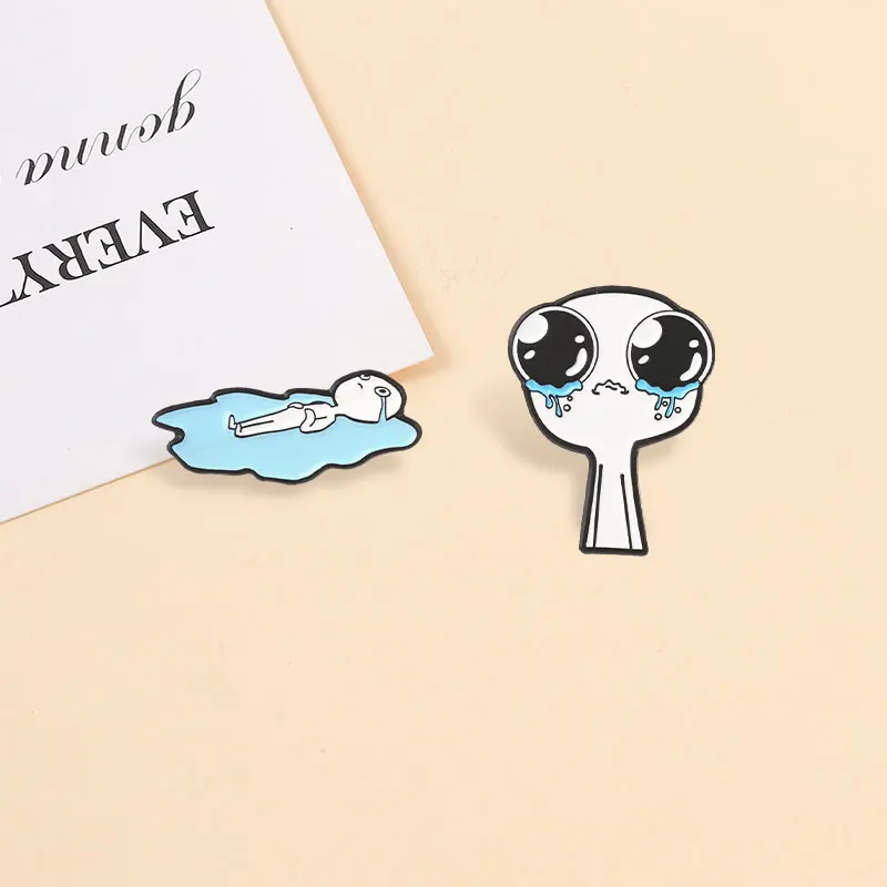 TBH Creature Meme Emaille-Abzeichen Lustige Stimmungs-Expressions-Cartoon-Pins Emotionale Slogans Metallbroschen Anstecknadel-Set Geschenk – Detail 7