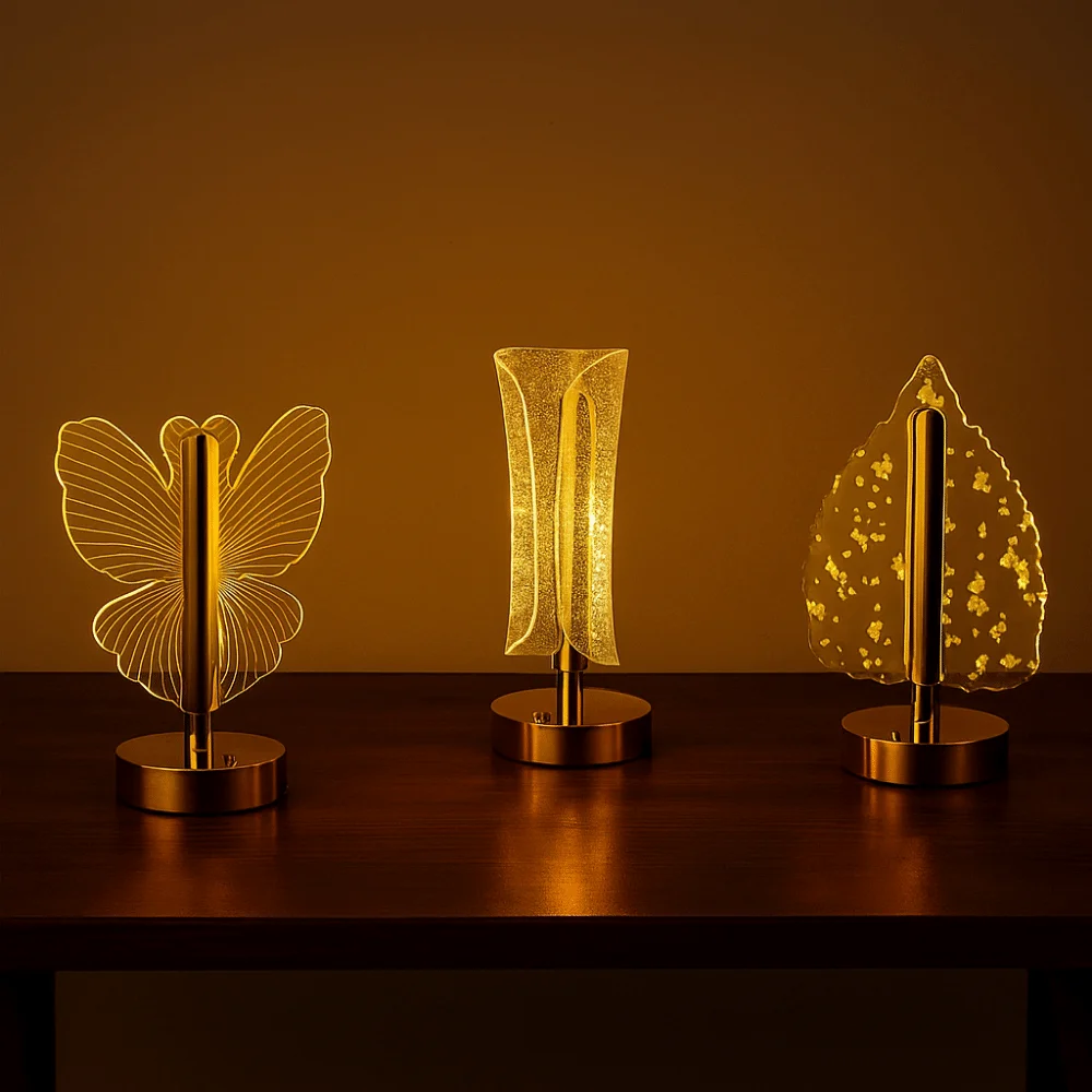 

3-Color Lighting Butterfly Desk Lamp Transparent Adjustable Nordic Acrylic Night Light Atmosphere Light Soft Lights