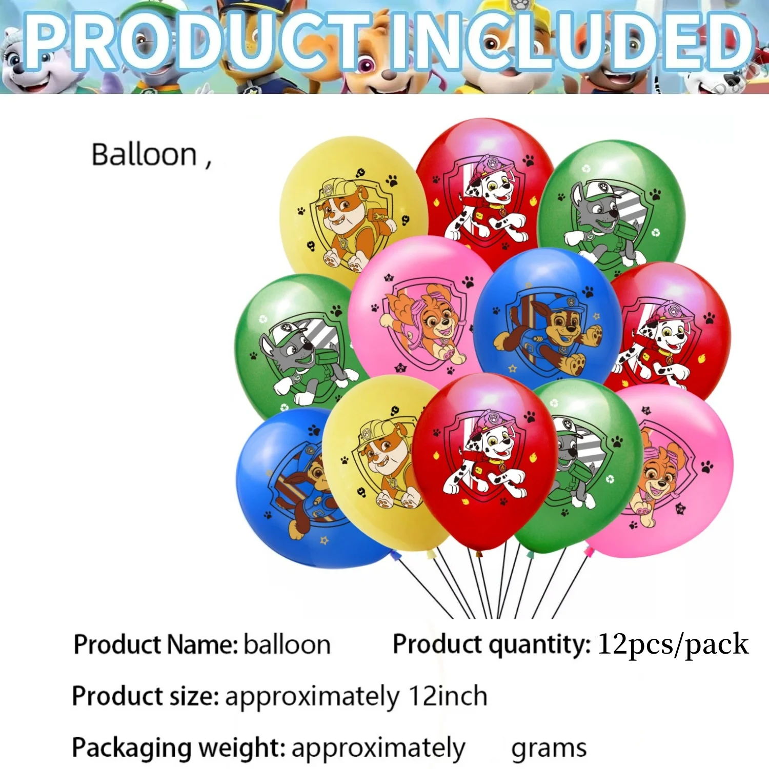 Paw Patrol Geburtstags-Tischdecke, Paw Patrol Geburtstagsparty-Dekoration, Teller, Becher, Besteck, Taschen, Ballons, Paw Patrol Party-Geschenke und Zubehör – Detail 11