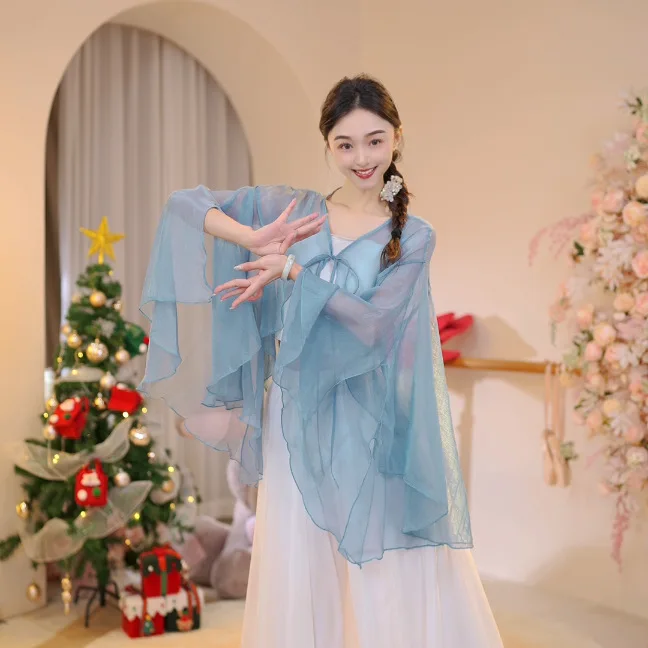 زي الرقص الكلاسيكي للمعلمات أنيق من الشاش للكبار فضفاض خرافي ترفرف على الطراز الوطني زي رقص شال علوي