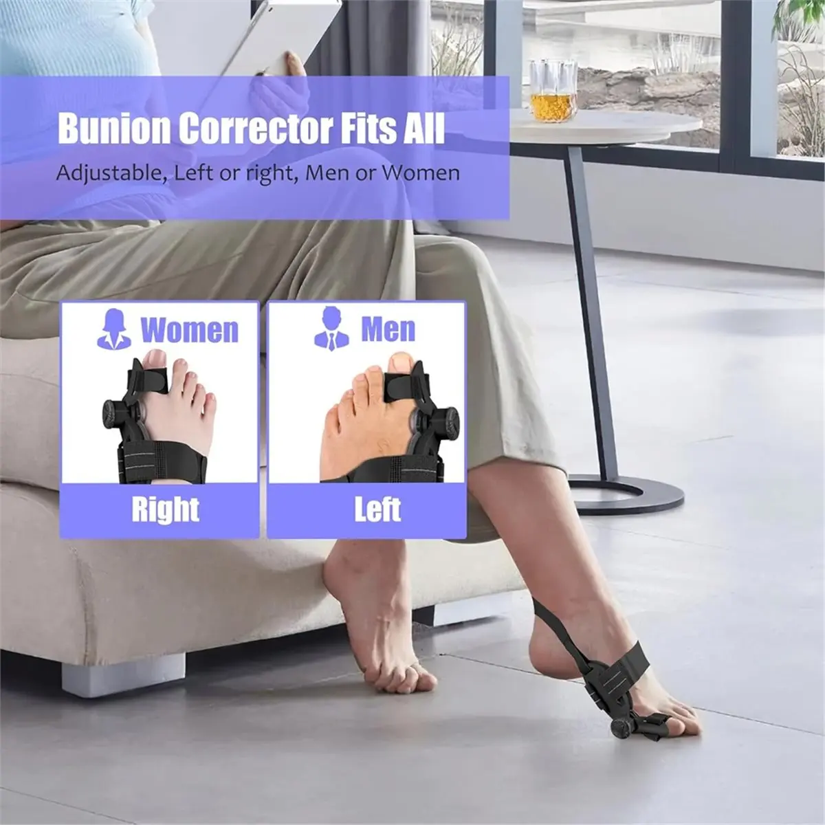 [HIHI] Adjustable Bunion Corrector for Women Men Bunion Fix for Big Toe Orthopedic Toe Splint Double Correction Separator