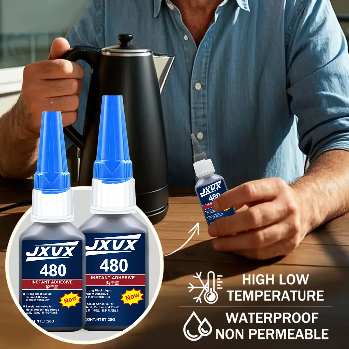 20 g 401/480 Colla istantanea super forte Colla universale ad alta resistenza Colla istantanea cianoacrilica potente per resina, ceramica, metallo, vetro Asciugatura rapida  Scarpe Manicure Riparazioni Include dispense