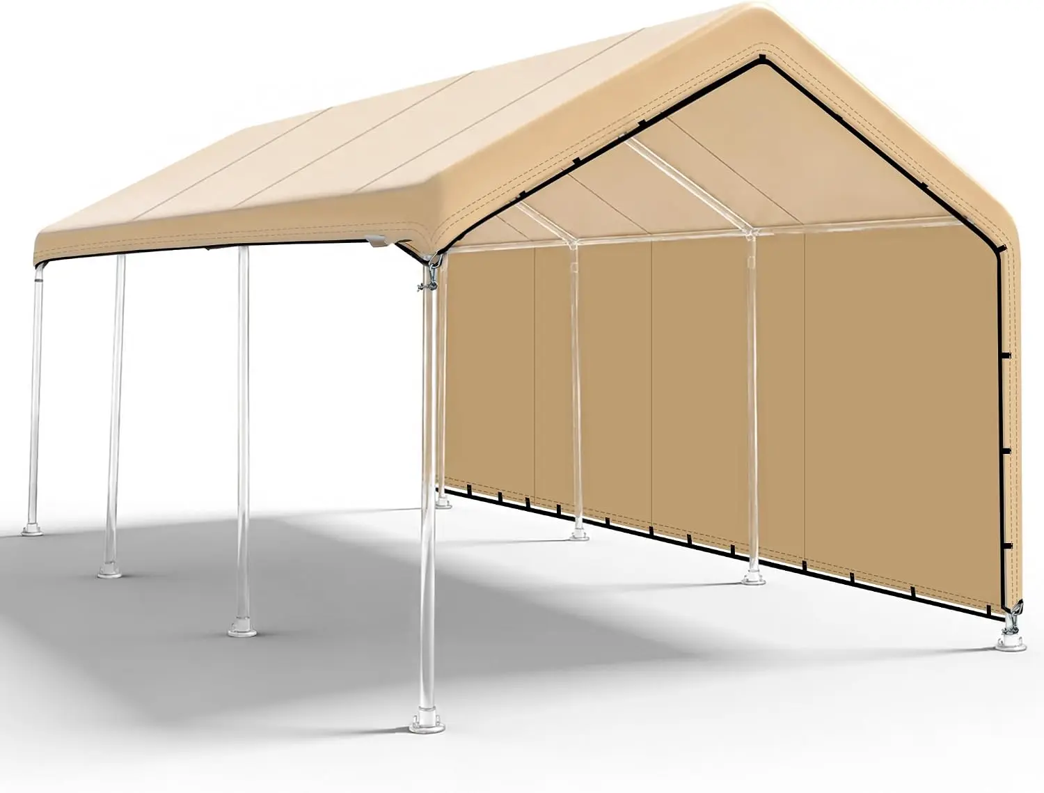 10 x 20 Ft Carport Replacement Canopy Cover with Sidewall No Frame
