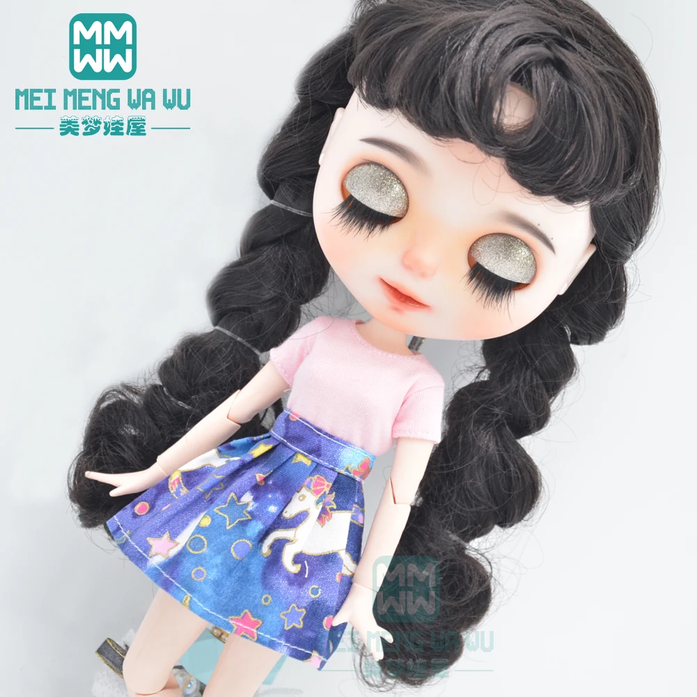 

Мини-стильные футболки, мини-юбки, обувь подходит для куклы Blyth Azone OB22 OB24, игрушки 28 см, подарки