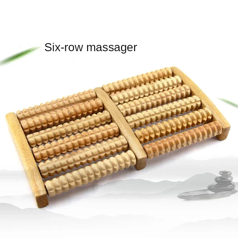 5 6 Row Wooden Foot Roller Massager Reflexology Relax Relief Foot Massage Wheel Anti Cellulite Foot Massager Care Tool