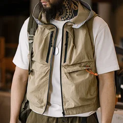 Maden Outdoor Quick Dry Men's Vest Multi-pocket Hooded Camping Fishing  Mountain Waistcoat Tactical Hunting Sleeveless Jackets