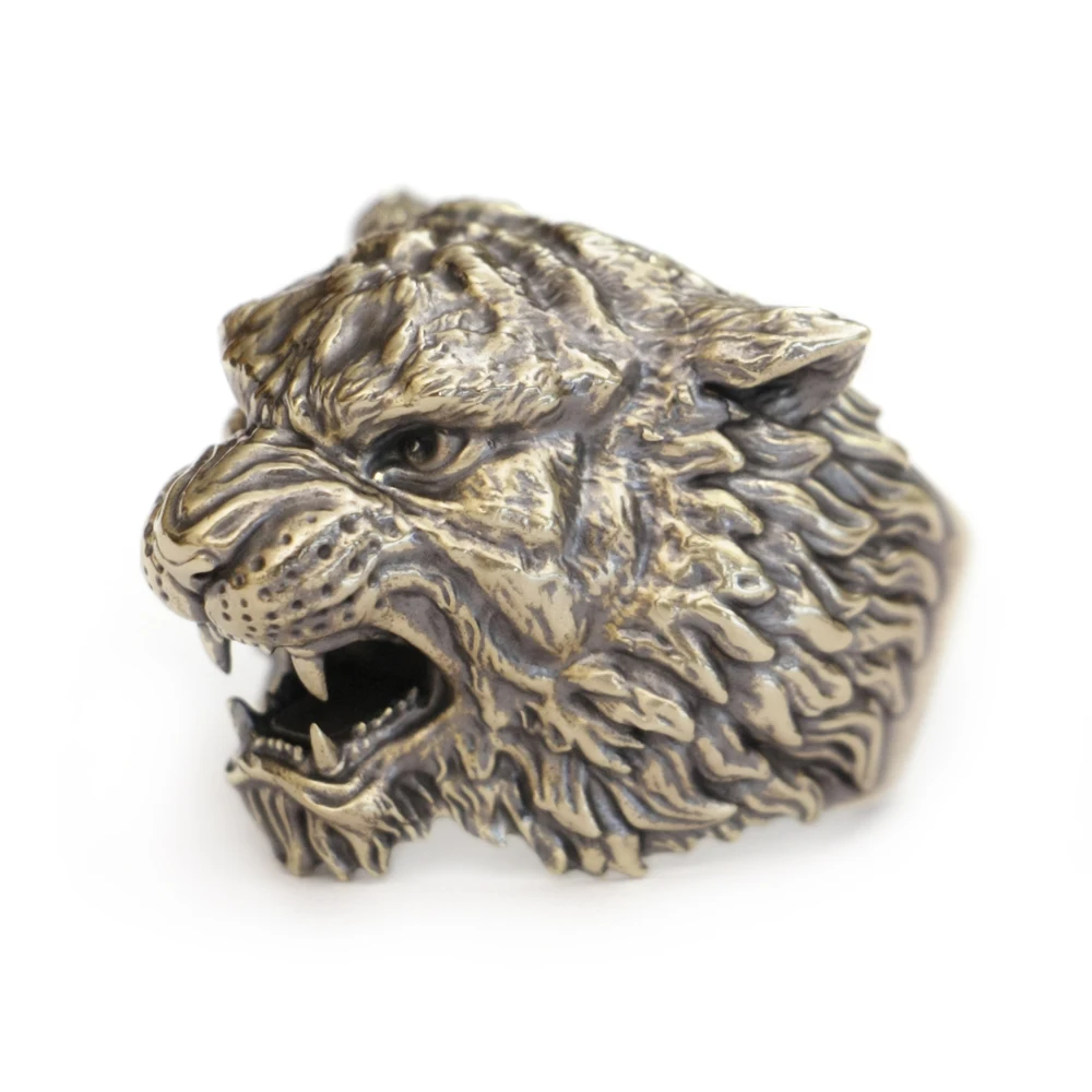 Huge Brass King Tiger Ring Mens Punk Jewelry BR396 US Size 7~15