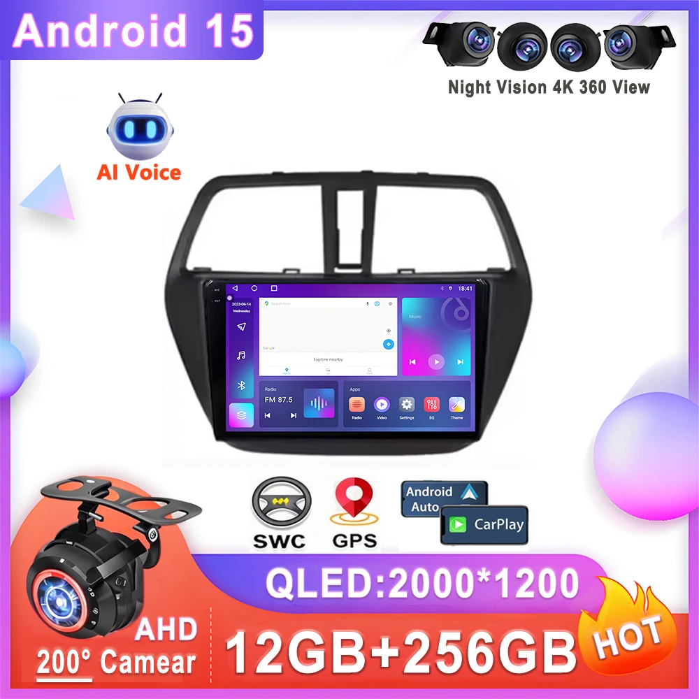 Para suzuki sx4 2 s-cross 2011 - 2016 rádio do carro android 15 estéreo multimídia player sem 2din dvd 5g 2k player navegação carro gps