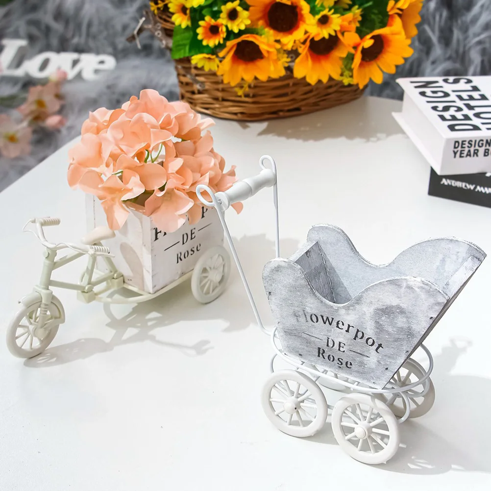 

1pc Creative Bike Flowerpot Holder Durable Desktop Flower Bucket Multi-Function Plant Stand For Home Wedding Party Decoration
