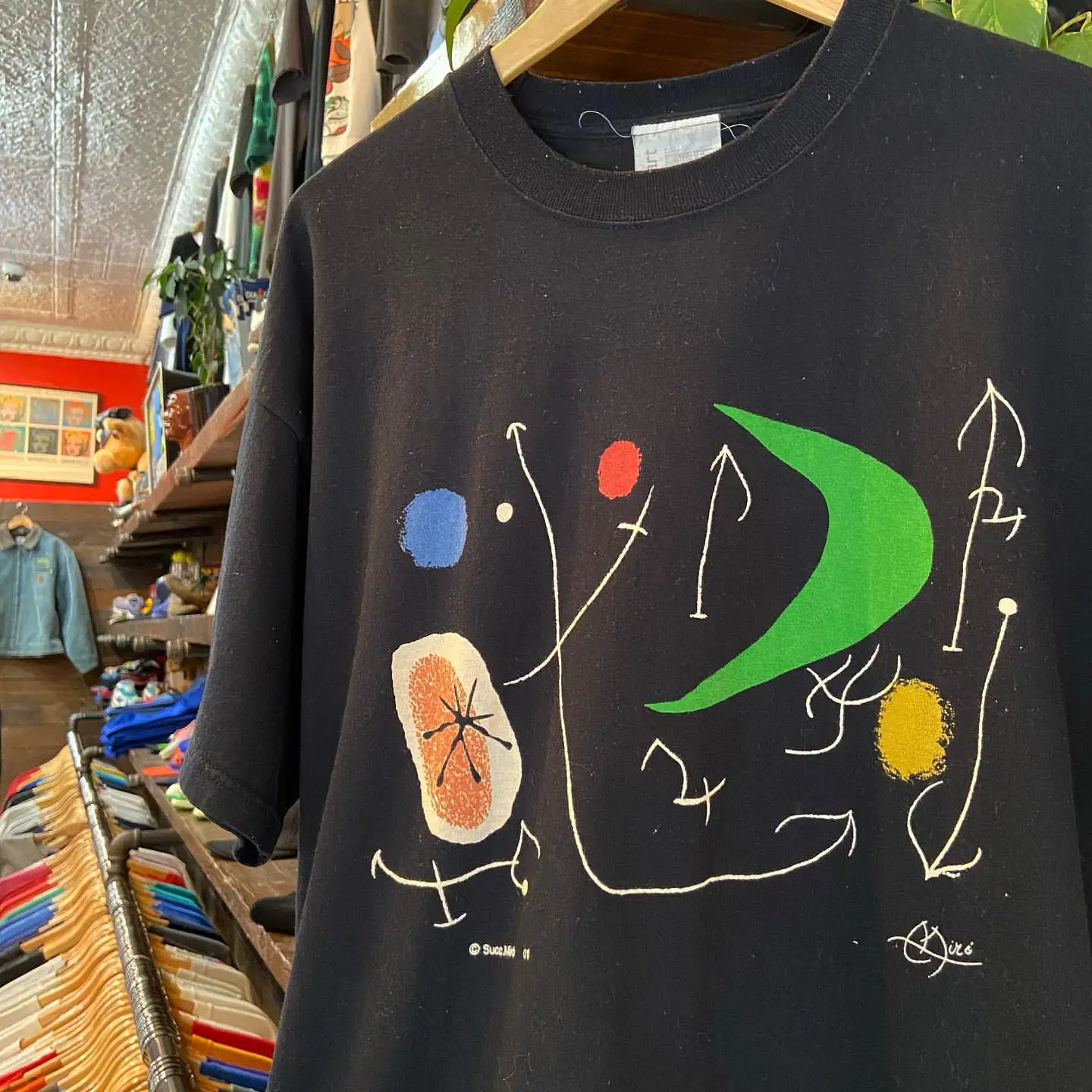 Original Vintage American High Street Line Art Print Couple Short Sleeve T-Shirt Loose Fit Summer Youth Fashion round Neck