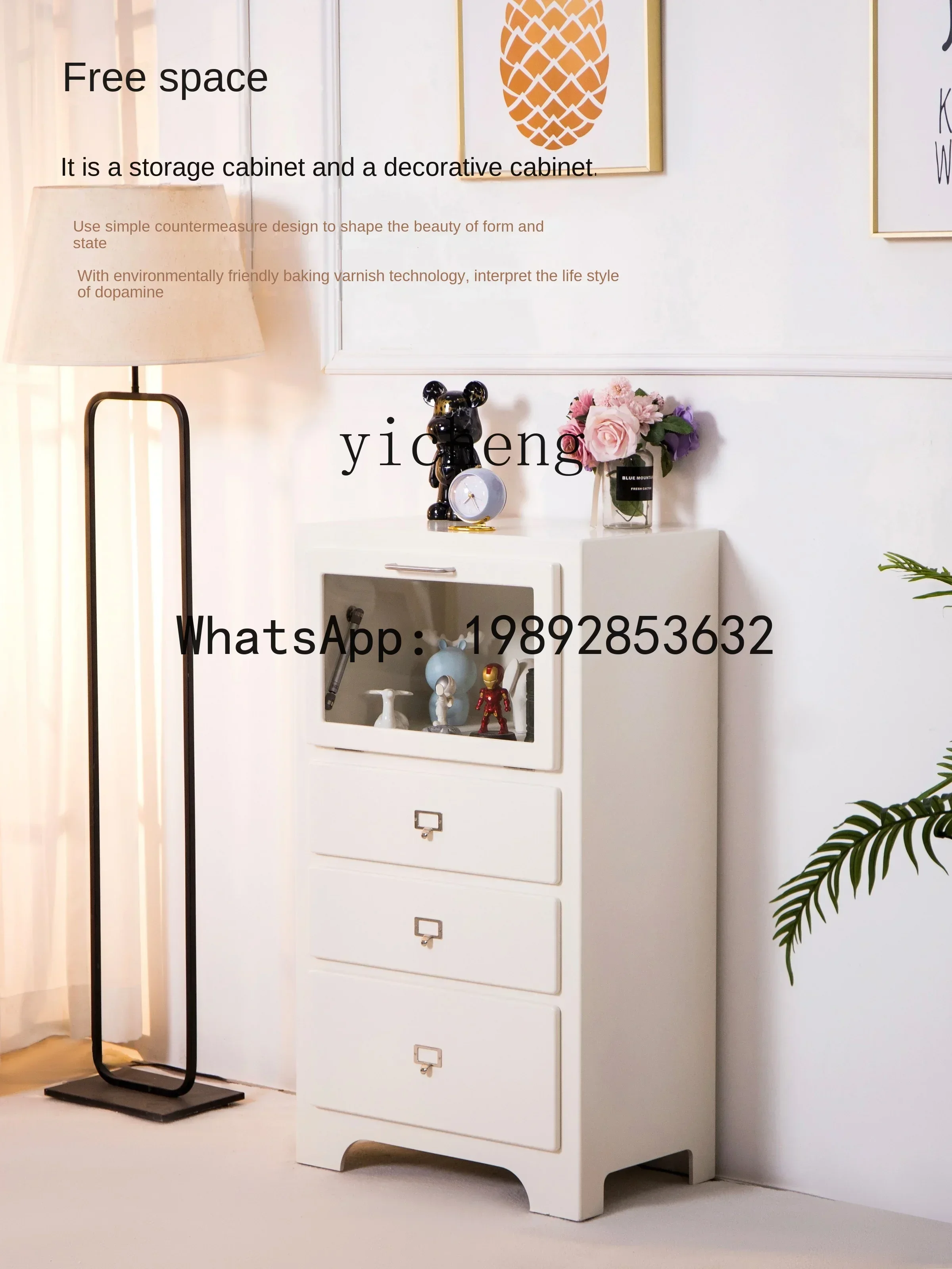 b2Z Dopamine Cream Style Three-Bucket Cabinet Wall Drawer Locker Children's Hand-Made Storage Cabinet