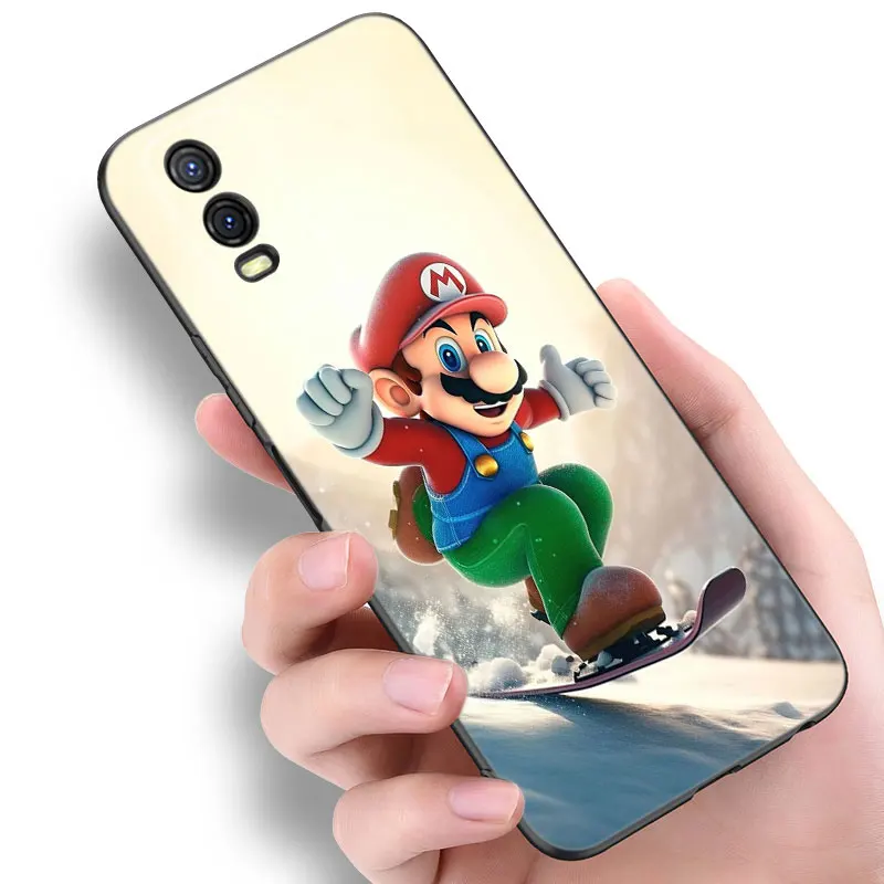 Mario Bros Game Black Silicone Phone Case For Vivo V27 V29 e V30 X80 X90 Pro Y17 Y21 Y22 Y33 S Y16 Y20 Y27 Y35 Y36 Y55