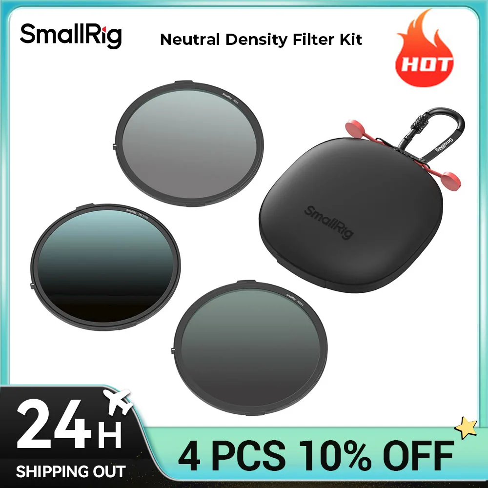 SmallRig Neutral Density Filter Kit with ND8 ND64 ND1000 filters Magnetic Filter for VND Filter Tray or Adjustable Clamp 4799