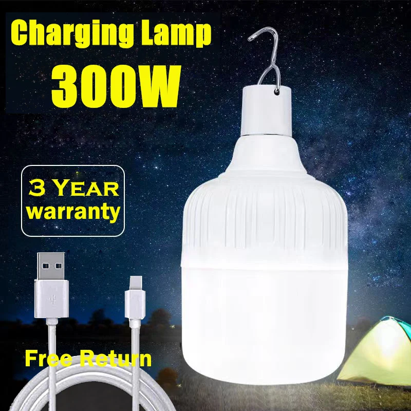 200W Portable Emergency Lights USB Rechargeable LED Lantern Hook Outdoor Adjustable Tent Lamp BBQ fishing Camping Lighting Bulb