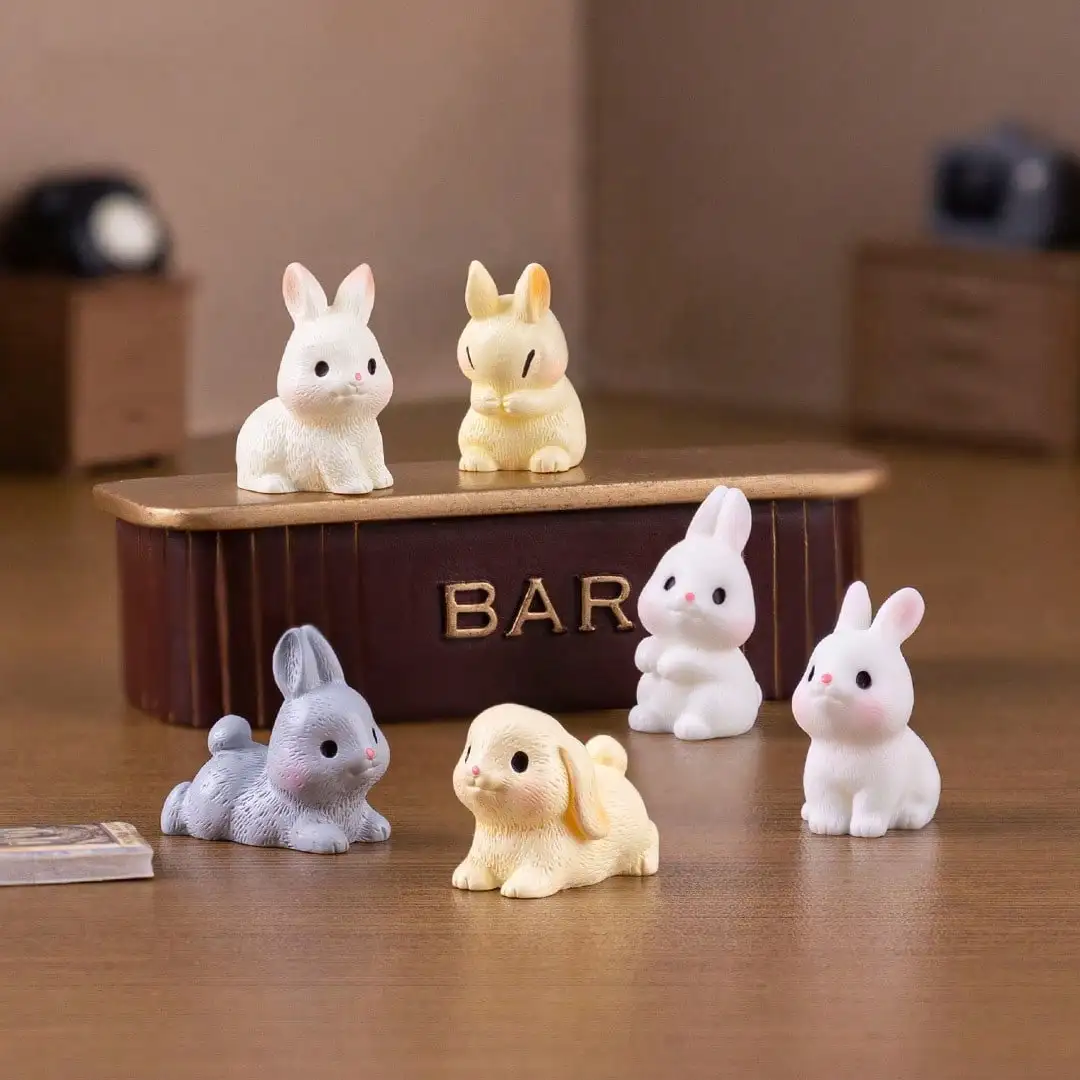 4Pcs Rabbit Figurine Landscape Home Kawaii Room Decor Miniature Fairy Garden Decoration Accessories
