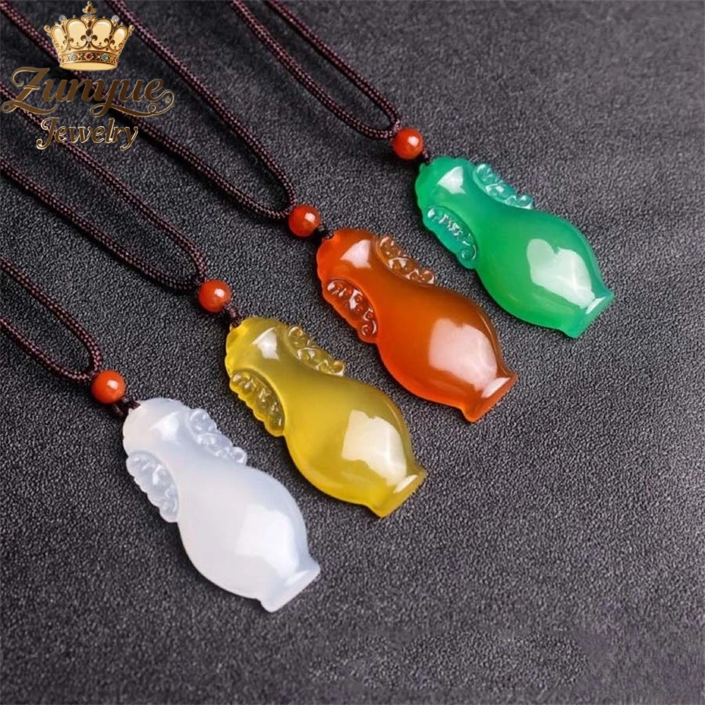 Natural Chalcedony Three-Dimensional Peace Vase Jade Pendant Luxury Quality Jewelry Fashion Jewelry Exquisite Charms Popular
