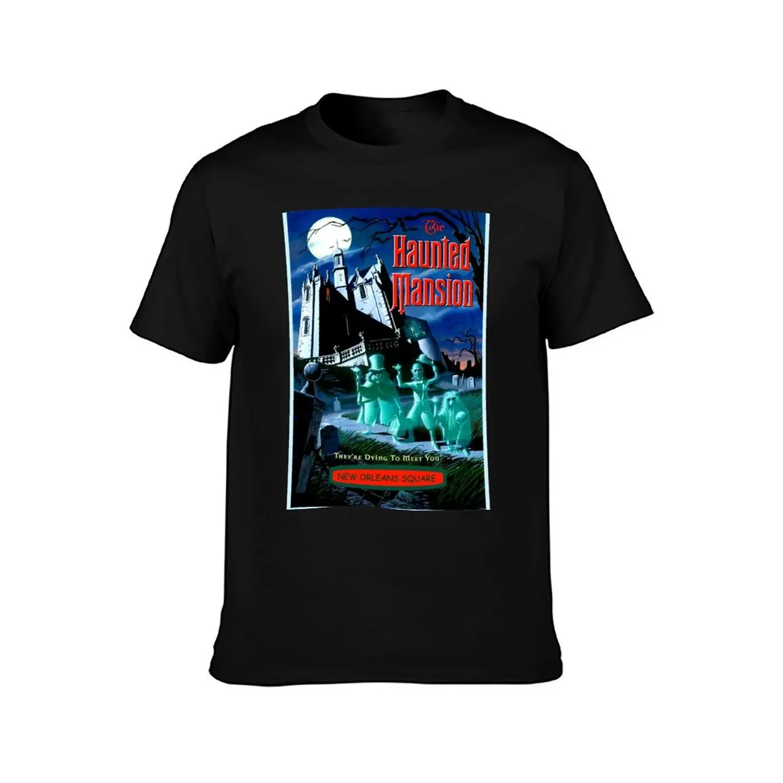 HAUNTED MANSION : Vintage Ghosts Advertising Print T-Shirt, Summer Casual Cotton Tee, Oversized Streetwear Tops, 100% Cotton