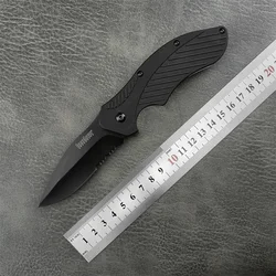 KS 1605 Folding Knife Half-toothed 8cR13Mov Blade Nylon Fiber Handle EDC Men‘s Gift Outdoor Survival Hiking Camping Hunting Tool