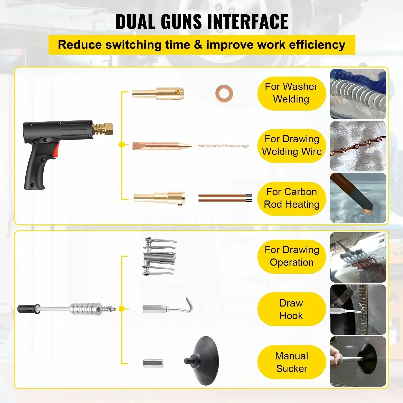 SIHAO 3500A Съемник вмятин Аппарат точечной сварки 1,8 кВт 2 сварочные пистолеты Панель крыши капота 3500A Съемник вмятин Аппарат точечной сварки 1,8 кВт 0,6-1,2 мм Сварка