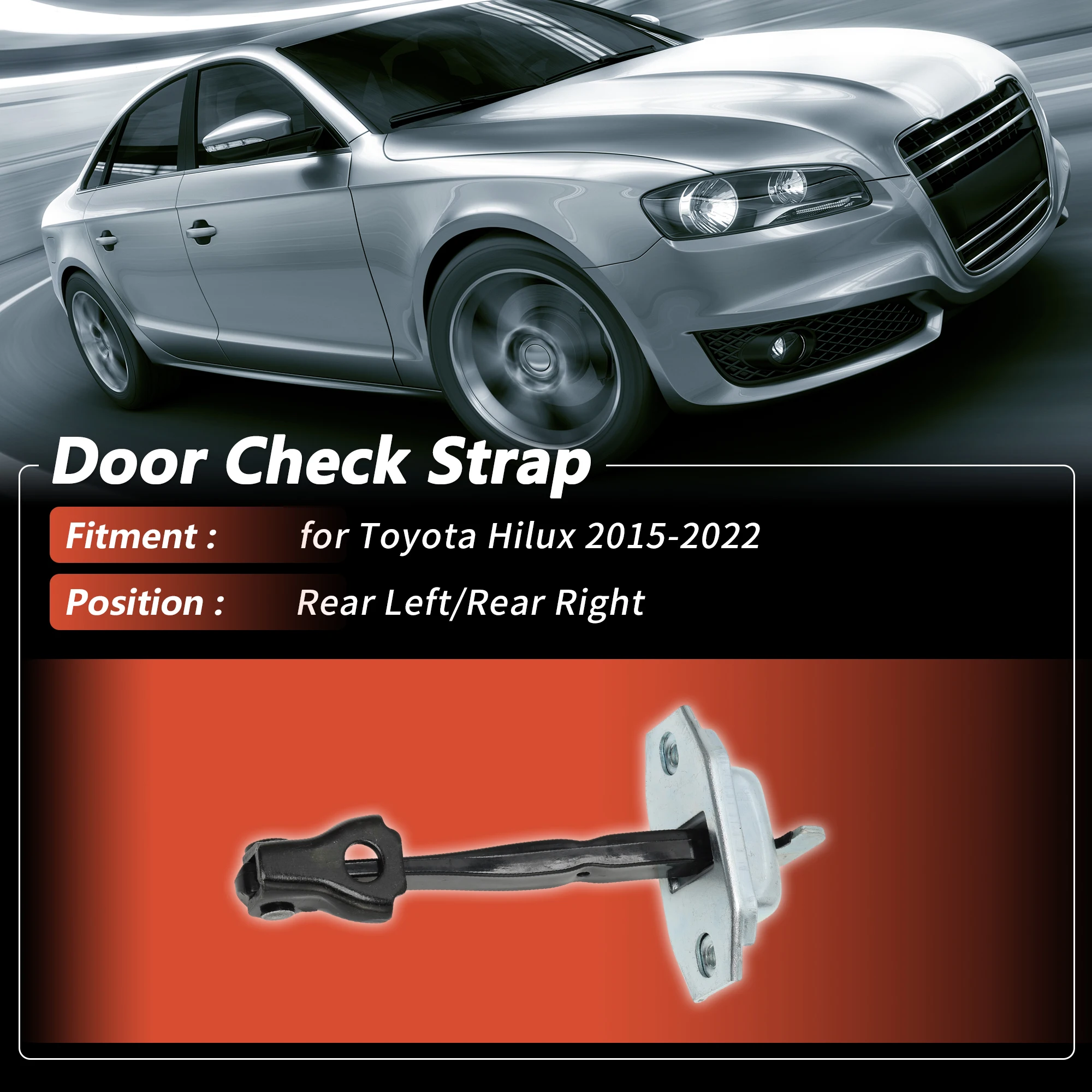 UXCELL No.686300K090 Rear Left/Rear Right Door Check Strap for Toyota Hilux 15-22 1Pc