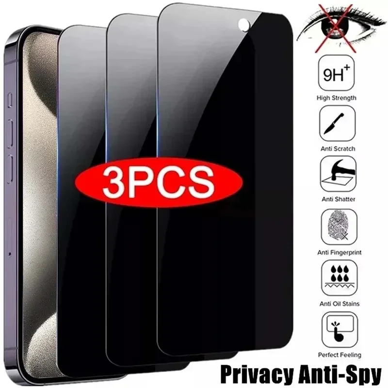 

Защитное стекло для iPhone 13, 14, 15, 16, 17 Pro Max, Mini, 8, 7 Plus, XR, XS Max (3 шт.), антишпионское, с защитой от подглядывания