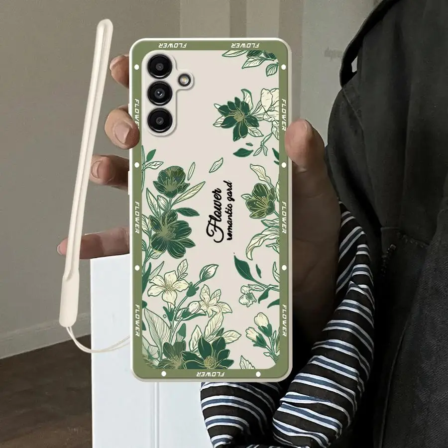 Case for Samsung Galaxy A04 A06 A20s A02s A71 A73 A03 A50 A56 A53 A05 A30s Phone Cover Vintage Art Flower