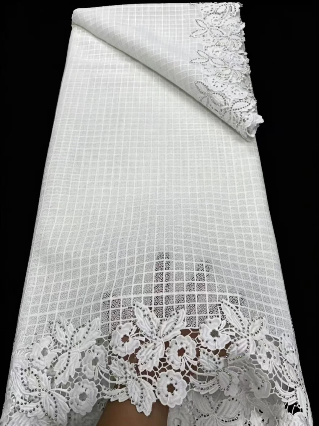 

Nigerian Guipure Cord Lace Fabric For Party Wedding Dress 2026 High Quality African Stoned Lace Fabric Sewing