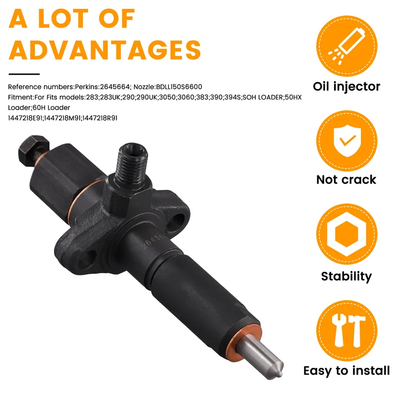 

2645664 Engine Accessories Fuel High Pressure Common Rail Injector Assembly For Massey Ferguson 283, 290 For 60H Loader